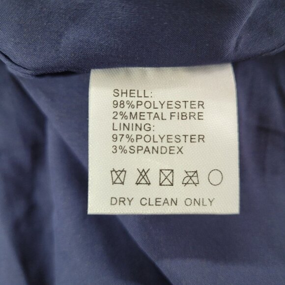 Harlyn Dress Womens M Blue Metallic Abstract Ruffled Lined V-Neck Flutter Sleeve - Picture 12 of 16